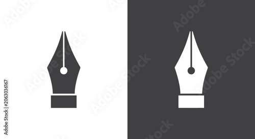 Foto Professional fountain pen nib icon displaying classic stationery instrument for writing calligraphy and graphic design tools presented on dual color background
