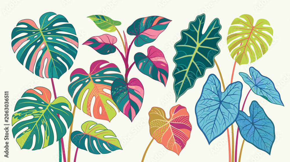 Fototapeta premium Exotic botanical leaves composition