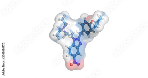 Canvastavla Isotonitazene, synthetic opioid for forensic and toxicological research, 3D mole