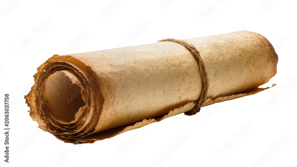 Fototapeta premium Old parchment scroll tied with rough twine