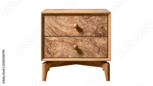 Obraz na płótnie Modern wooden nightstand with two drawers and round knobs
