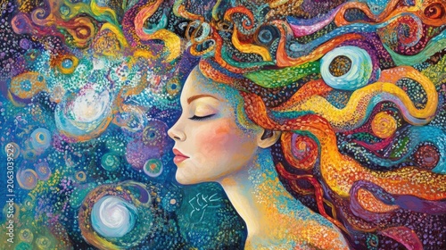 colorful woman with vibrant hair