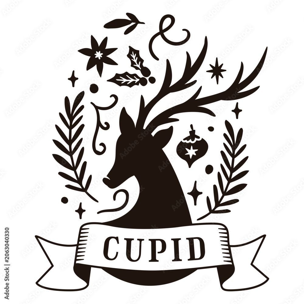 Naklejka premium Charming cupid deer design