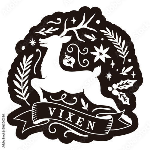 Картината върху платно Elegant vixen reindeer design with festive elements