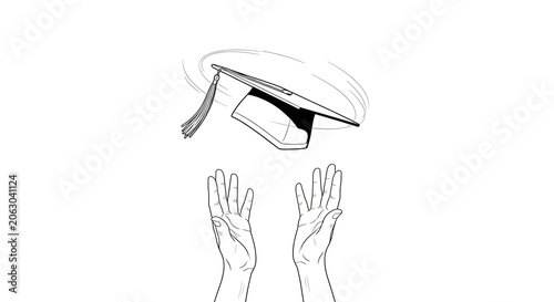 Graduation cap being thrown in the air above hands