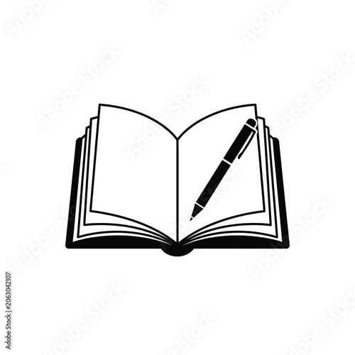 Tableau sur toile Open Book with Pen on Page.