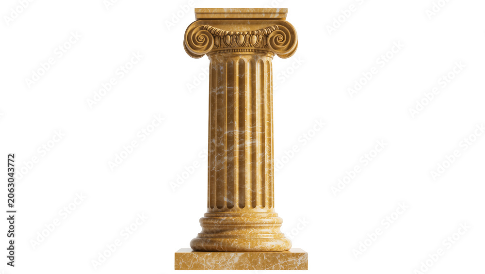 Naklejka premium Ionic marble column with volutes and fluting