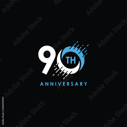 Number 90 Anniversary years for birthday celebrating holiday logo design