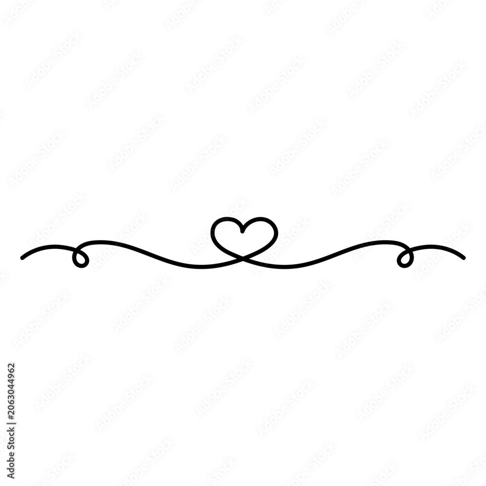 Fototapeta premium Elegant love line design with heart accent