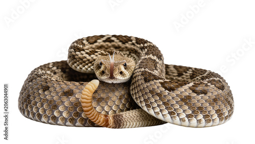 Canvastavla Western Diamondback Rattlesnake coiled head forward, detailed scales