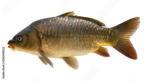 Cuadro en lienzo Common carp fish with scales and fins, side view