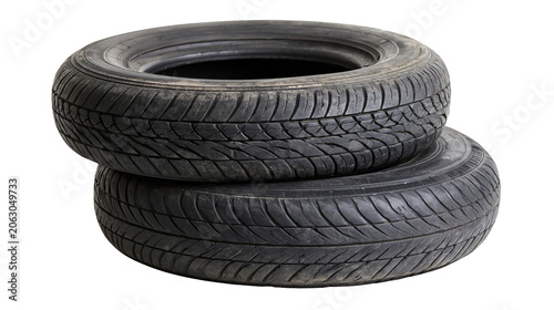 фотографія Two black rubber car tires stacked
