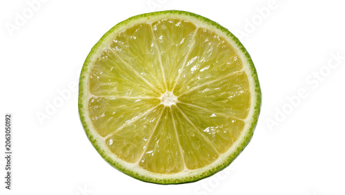 Photos Fresh lime slice with vibrant green rind and juicy pulp