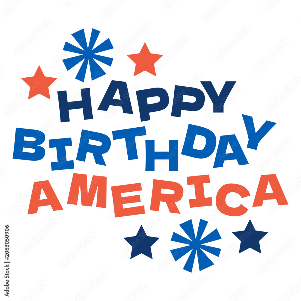 Naklejka premium Happy birthday america quote