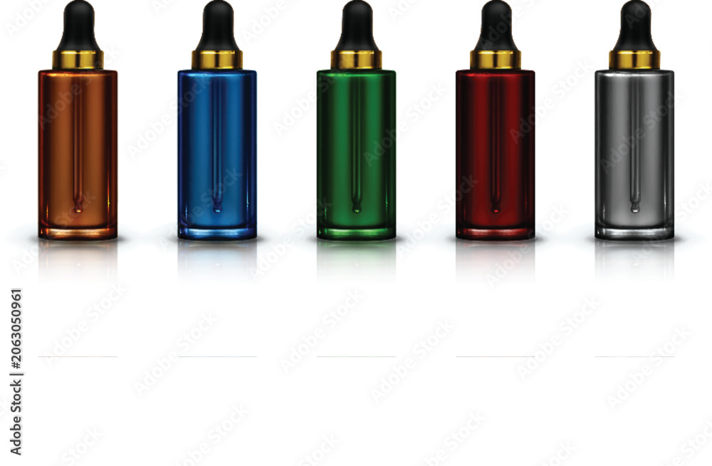 Fototapeta premium Blank brown glass dropper bottle container set vector