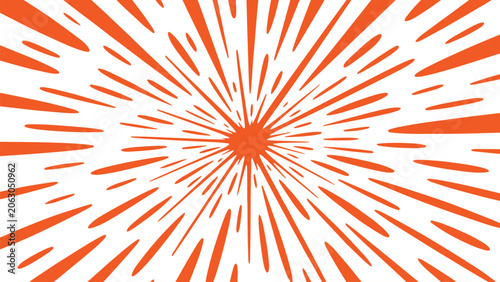 Tableau sur toile Bold Orange Starburst Abstract Background with Explosive Radial Rays, Dynamic Su