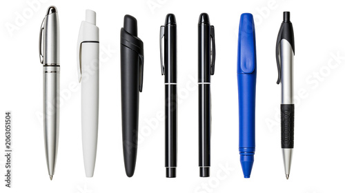 Εκτύπωση καμβά Collection of writing pens in various colors and styles