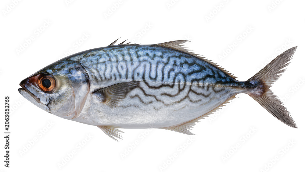 Obraz premium Mackerel fish with wavy blue lines and silver scales
