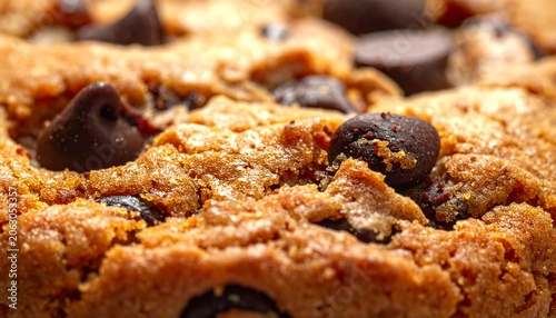 Cookie Macro View Showcasing Delicious Chocolate Chips and Texture