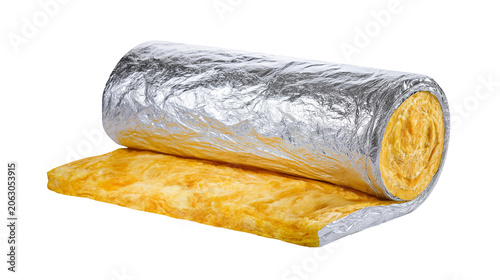 Cuadro en lienzo Roll of fiberglass insulation with foil facing