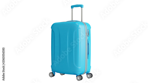 Photos Blue hard shell rolling suitcase with telescopic handle