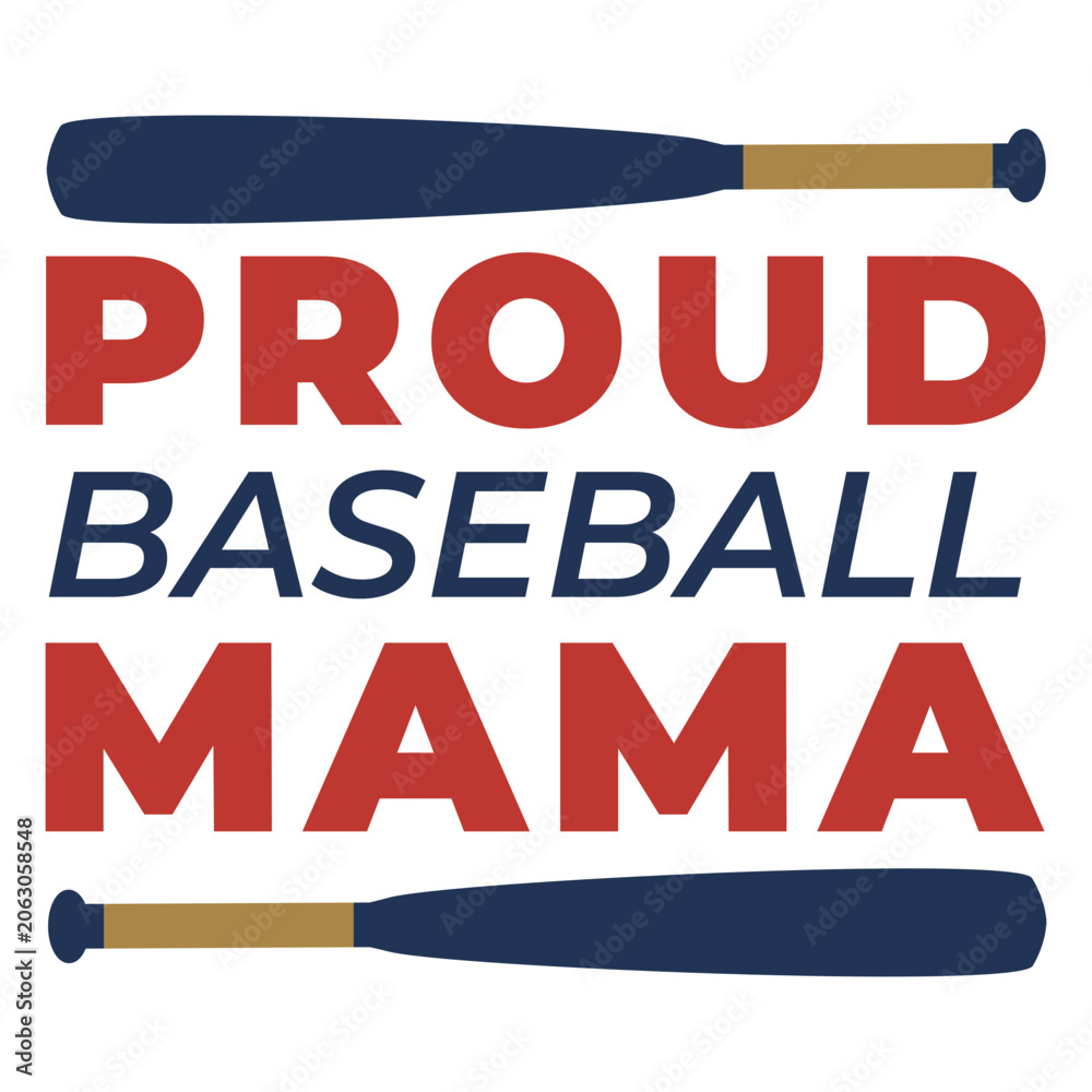 Naklejka premium Proud baseball mama design featuring bold typography