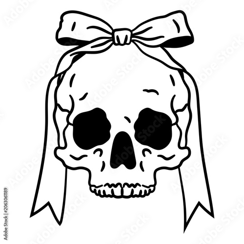 Картината върху платно Skull adorned with ribbon bow