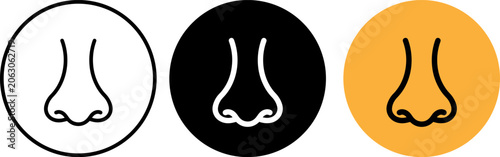 Tableau sur toile Set of nose icons in different styles, human nose line art vector