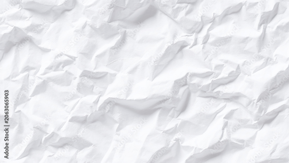 Obraz premium Crumpled white paper texture background with creases and folds seamless design element