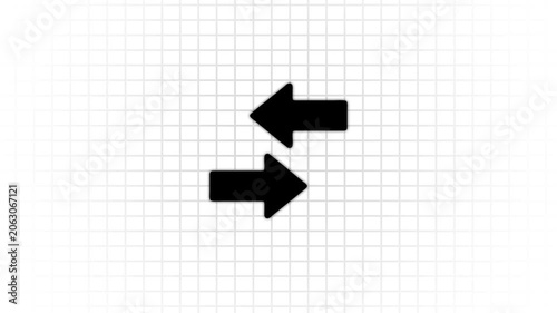 Animated arrows indicating exchange, swap, or directional movement on grid background, animation motion