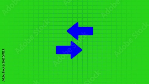 Blue arrows loop animation on green screen background, for motion green, screen chroma key