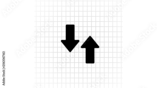 Minimalist up and down arrow animation on grid background, for ui/ux and, data visualization motion ui
