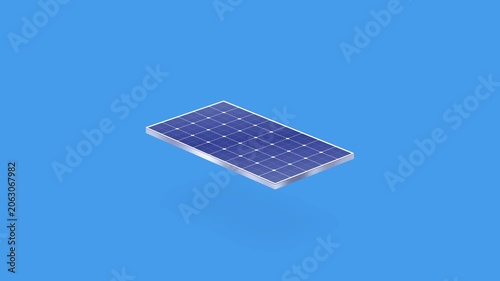 Solar Panel Infographic Animation on Blue Background. Renewable Energy Loop.