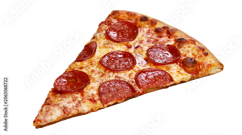 Foto Pepperoni pizza slice with melted cheese and crispy crust