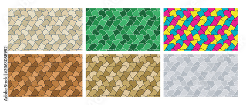 Abstract seamless background pattern set with organic shapes and dots vector illustration.