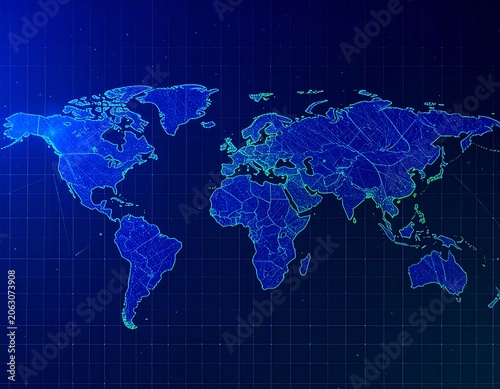 World map, digital, network