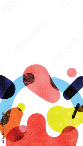 Risograph Abstract Fluid Blob Shape Portrait 9:16 Stories Template