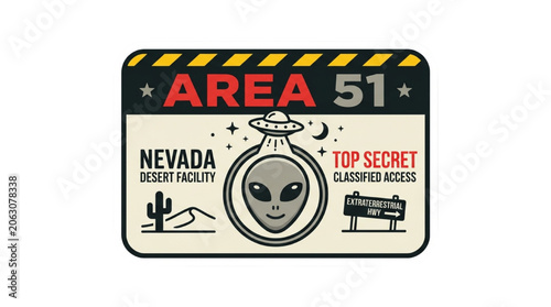 Schilderij op canvas Rectangular Vintage Emblem Featuring Extraterrestrial Life and Secret Desert Fac