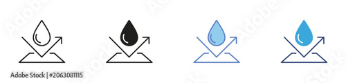 Fotografía Waterproof icons set, Water resistant symbols, Moisture protection icons, Splash