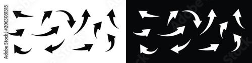 Curved Directional Arrow Icons Collection with Dynamic Navigation and Flow Symbols Vector Set