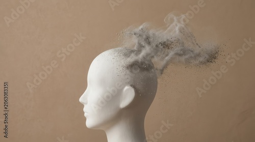 Conceptual Art of Head with Dust Cloud