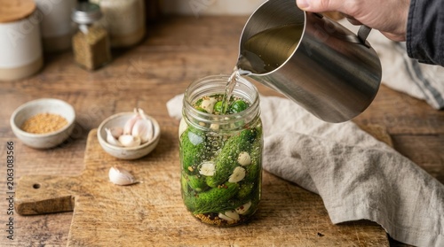 Homemade Pickling Process with Cucumbers