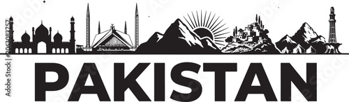 Schilderij op canvas Pakistan travel destination grand vector illustration