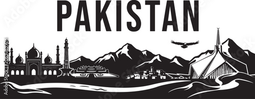 Foto Pakistan travel destination grand vector illustration
