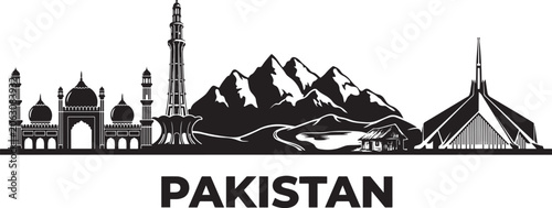 Schilderij op canvas Pakistan travel destination grand vector illustration