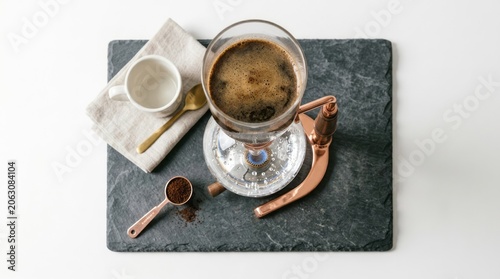 Coffee Brewing Setup with French Press