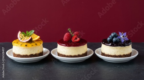 Delicious Mini Cheesecakes with Fruit Toppings