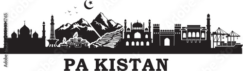 Fotografie Pakistan travel destination grand vector illustration