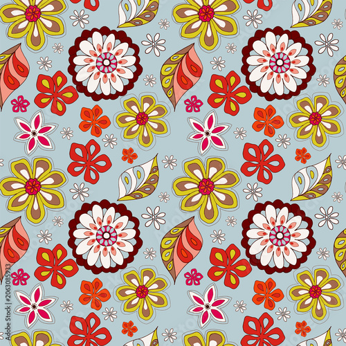 Obraz na płótnie seamless pattern with multi color flowers