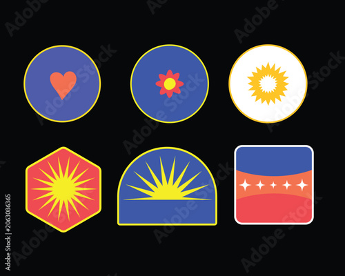Sticker pack template groovy elements